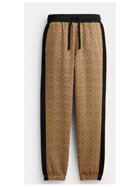Coach Men's Size XL Tan Khaki Signature Monogram Jogger Sweatpants